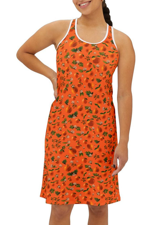 Blossoming Oranges Racerback Dress in Orange