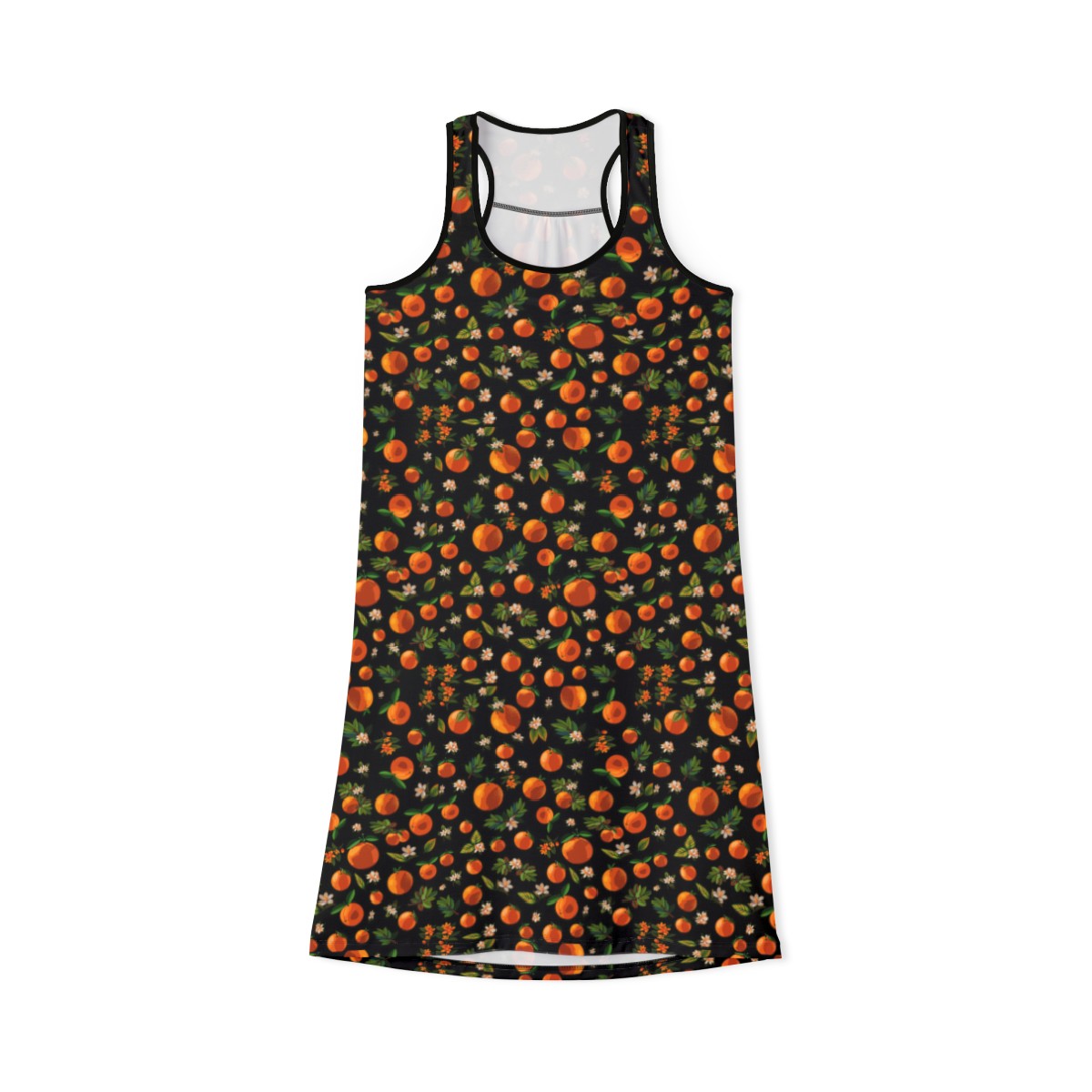 Blossoming Oranges Racerback Dress in Black