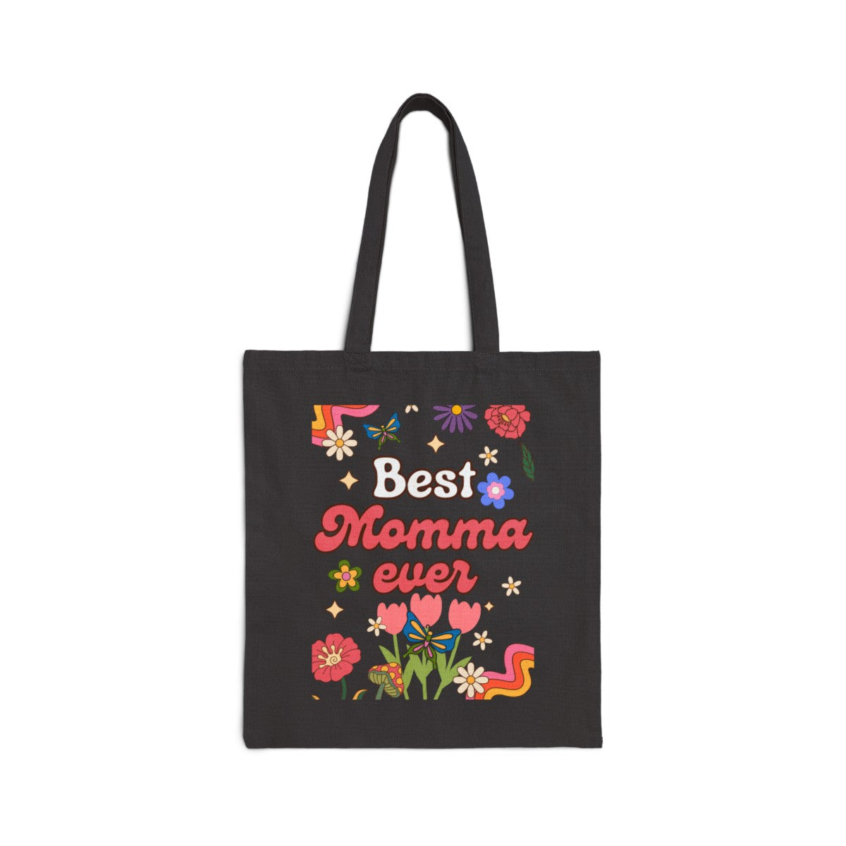 Best Momma Ever Retro Floral Canvas Tote