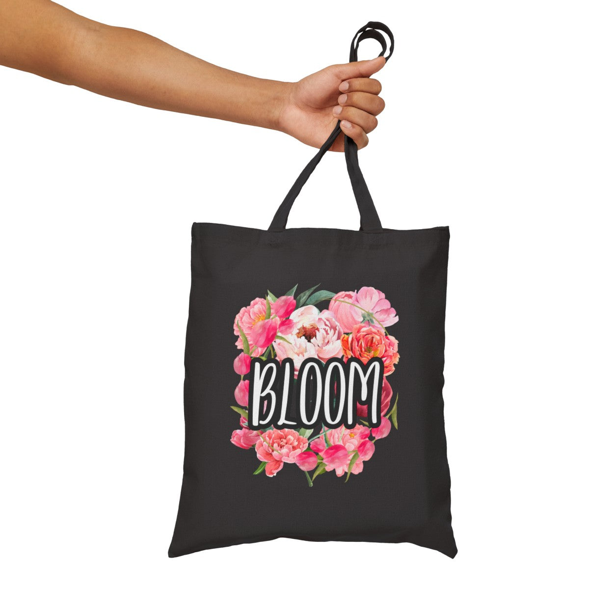 Vintage Style Floral Tote Bag with Inspirational Phrase