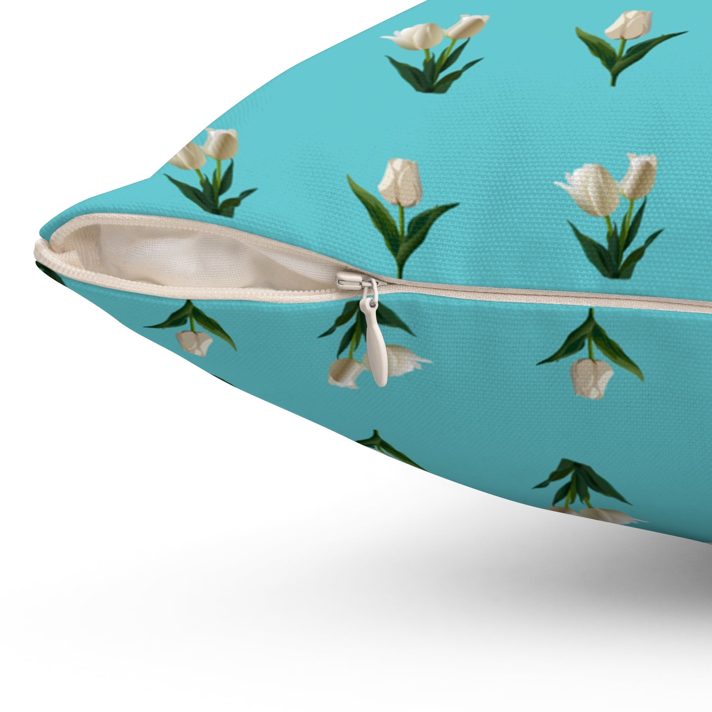 Turquoise Tulip Spun Polyester Square Pillow