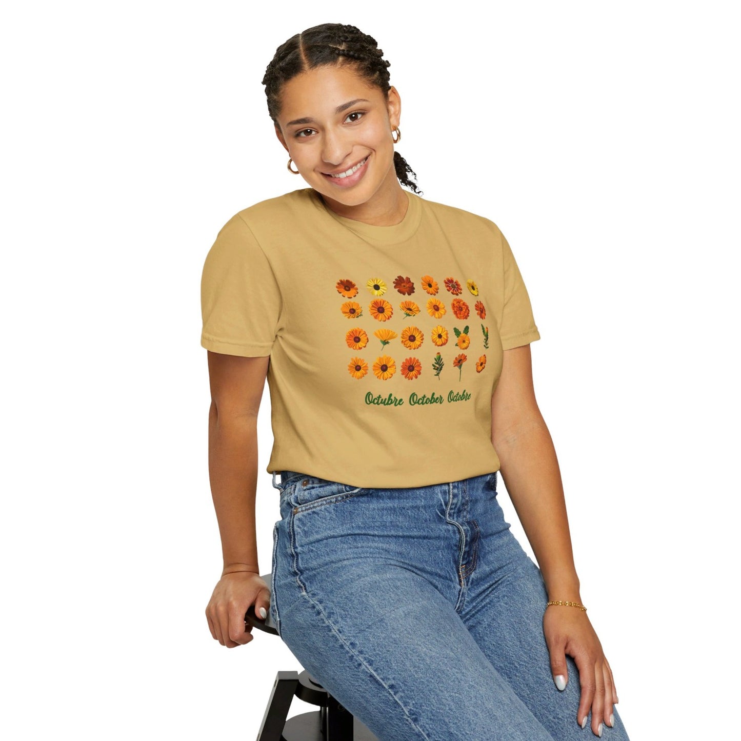 October Inspired Floral T-Shirt Featuring Marigolds