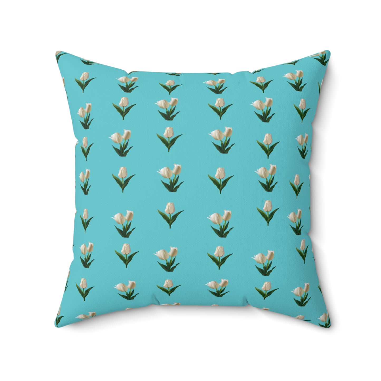 Turquoise Tulip Spun Polyester Square Pillow