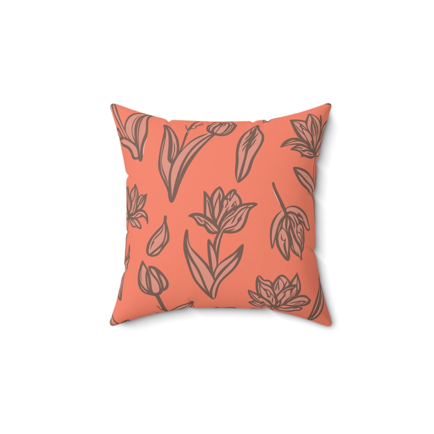 Chic Square Pillow Featuring Fringed Parrot Tulip Pattern