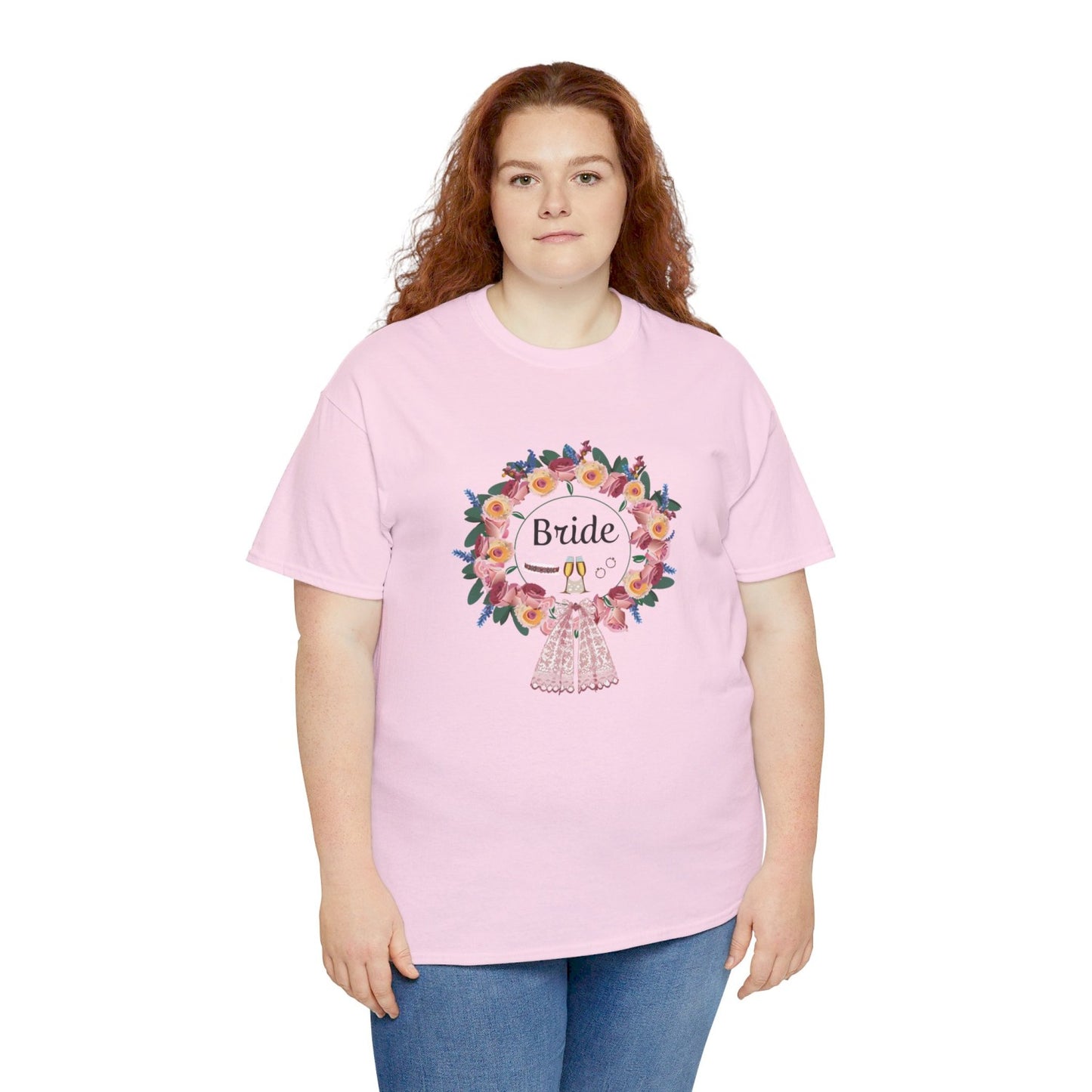 Bride Floral Wreath Heavy Cotton Bachelorette Party Tee