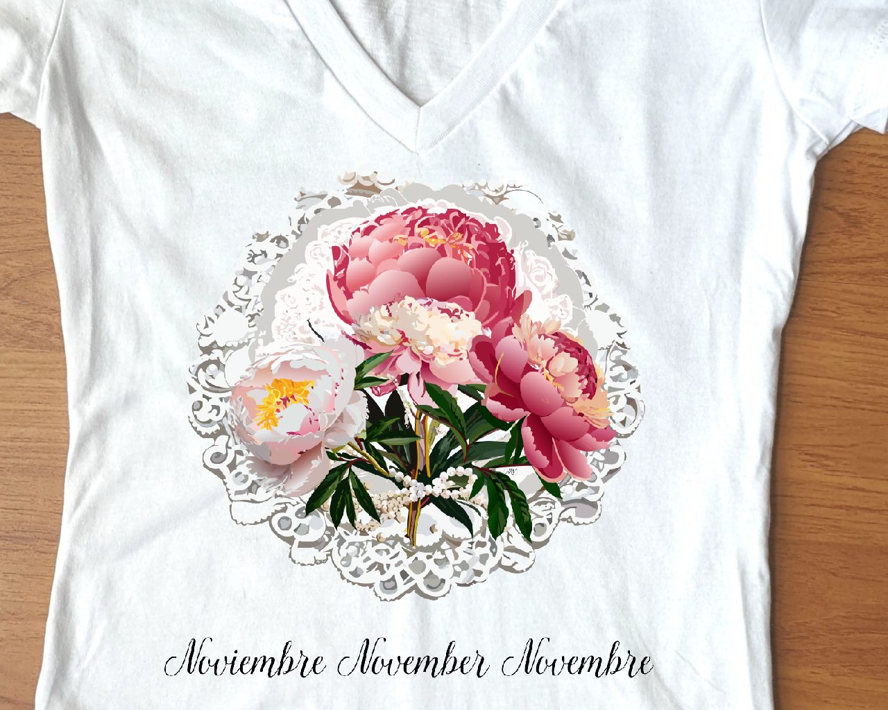 Flirty Women Tee November Birthday Flower Peonies