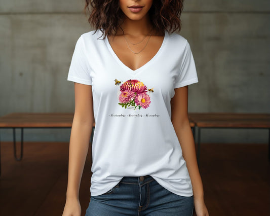 Flirty Women Tee November Birthday Flower Chrysanthemums