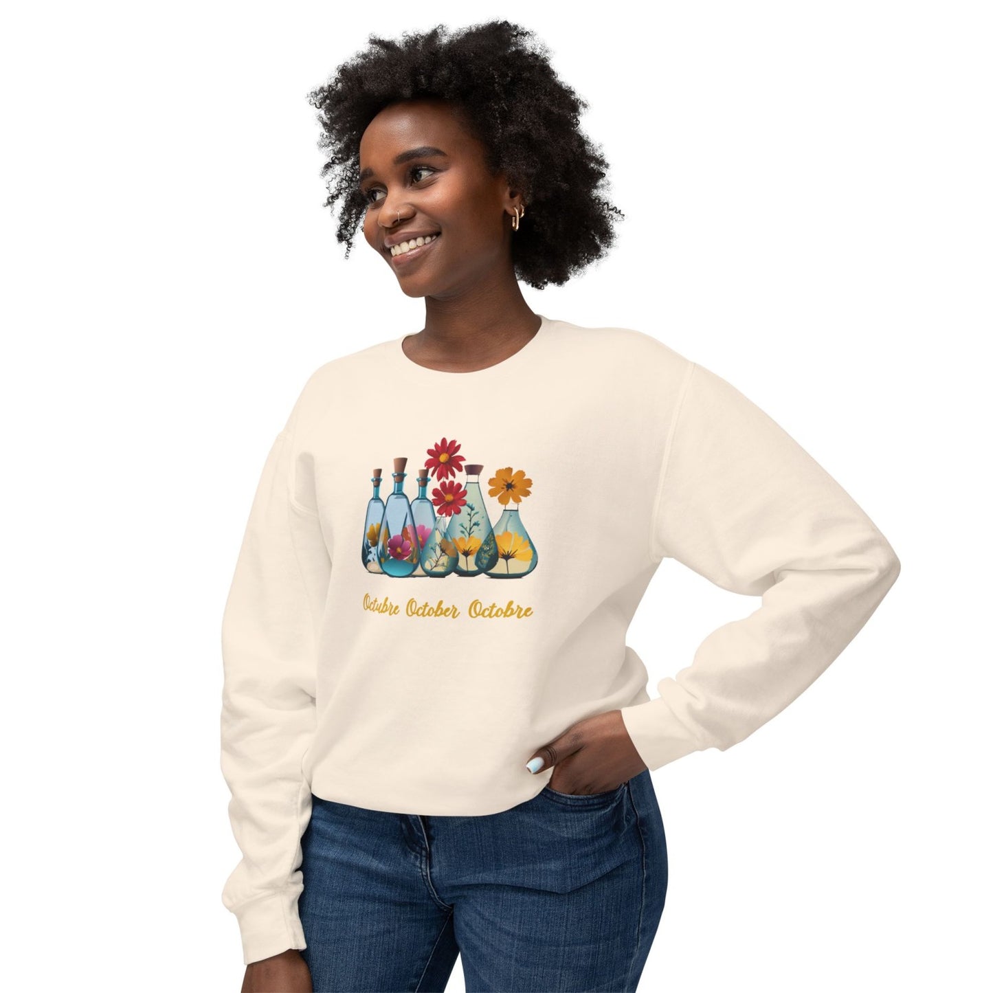 October Inspired Floral Sweatshirt Featuring Cosmos