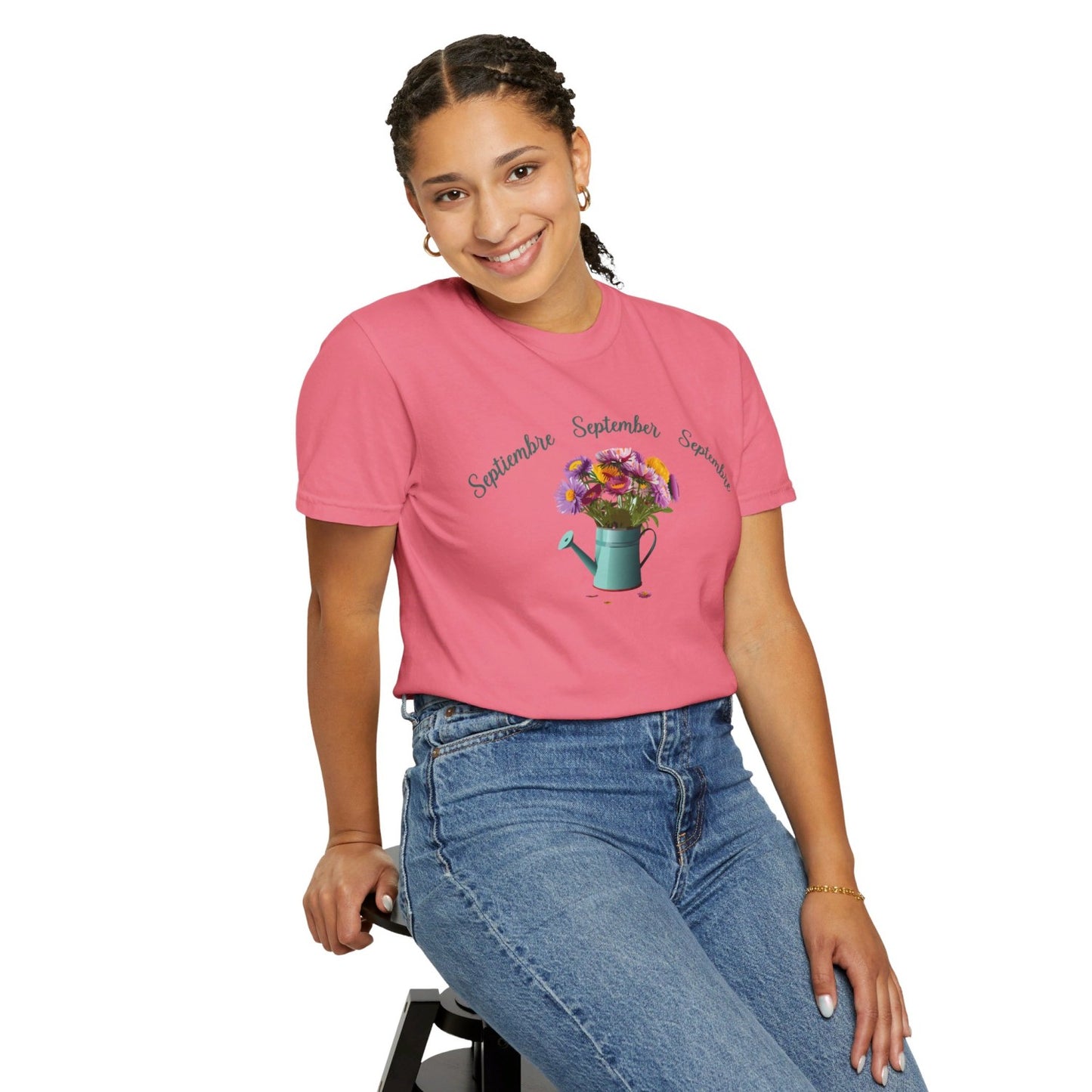September Inspired Floral T-Shirt Featuring Aster Flowers