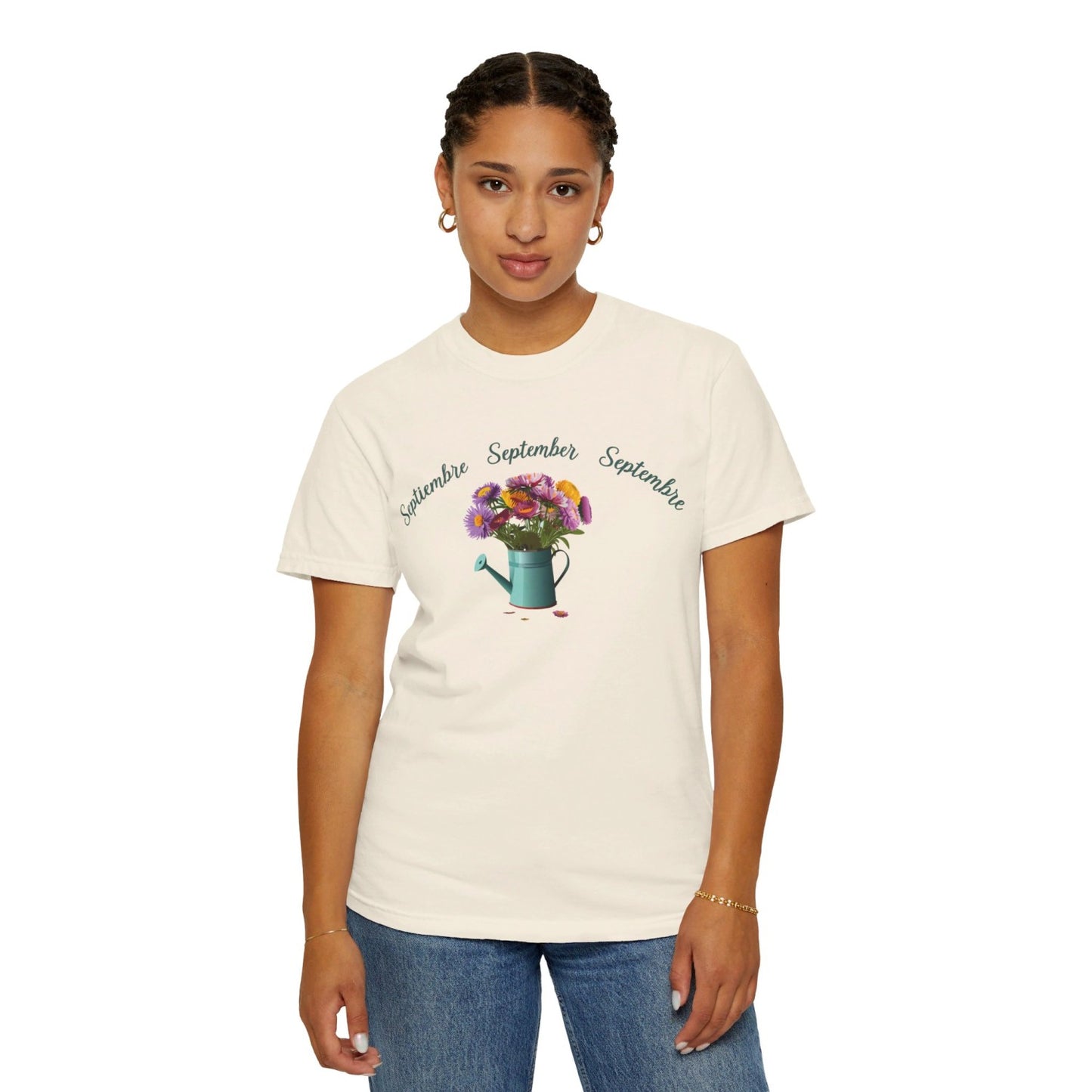 September Inspired Floral T-Shirt Featuring Aster Flowers