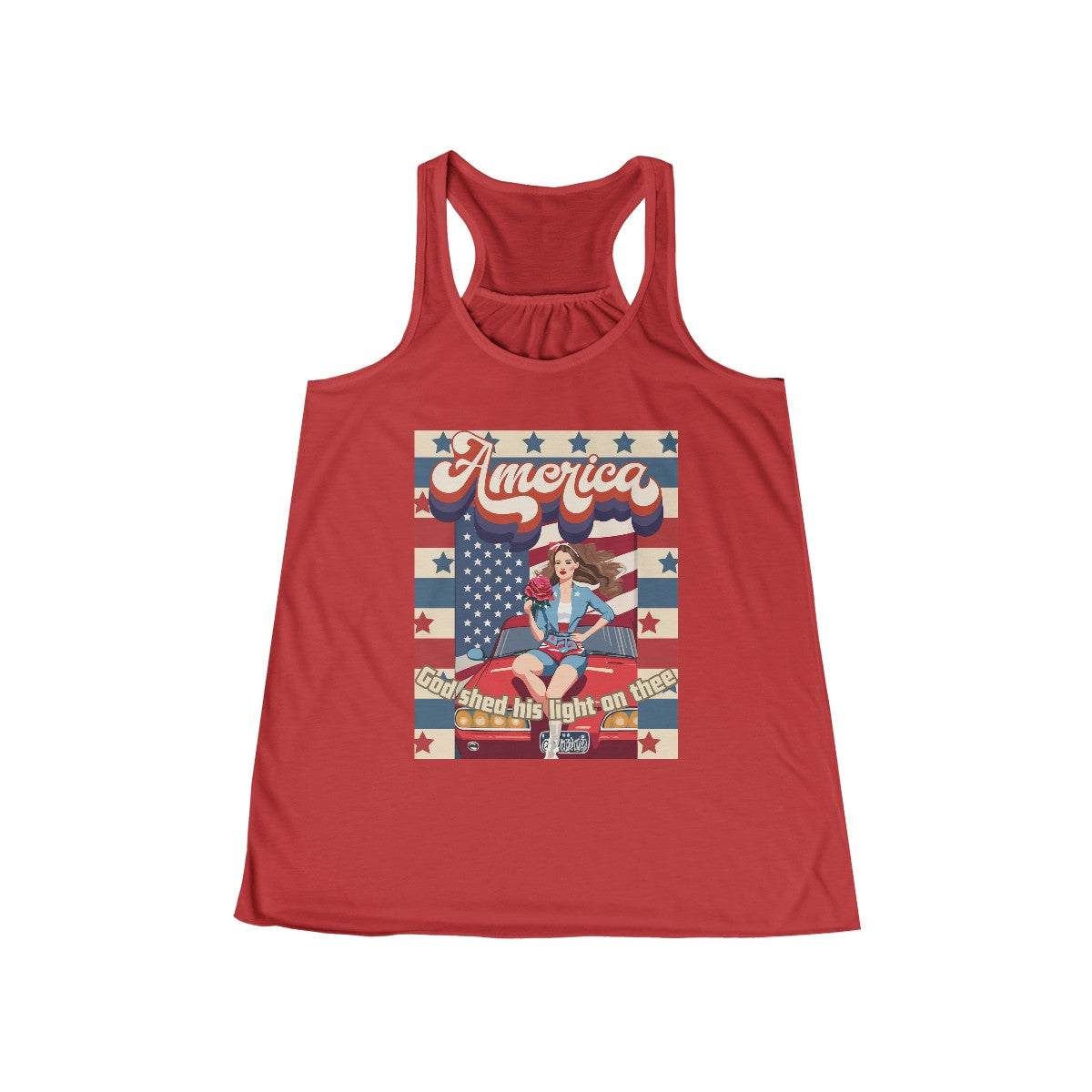 Retro Style Racerback Tank with Patriotic Pinup