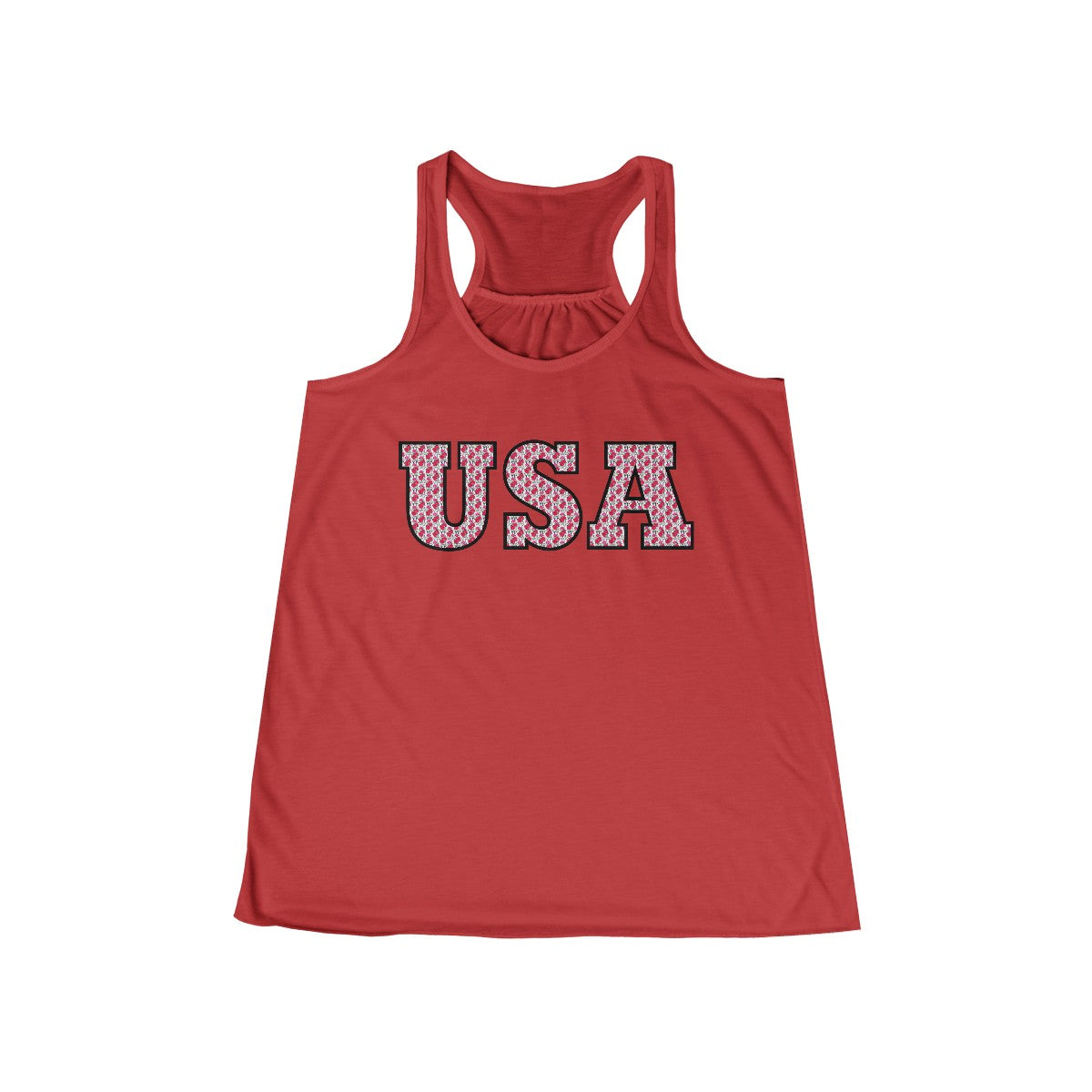 Stylish Patriotic USA Racerback Tank with Floral Logo