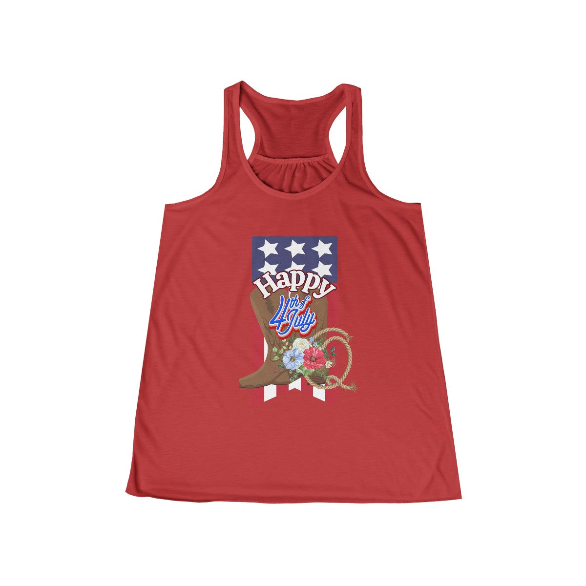 Stylish Fourth of July Racerback Tank with Country Western Theme
