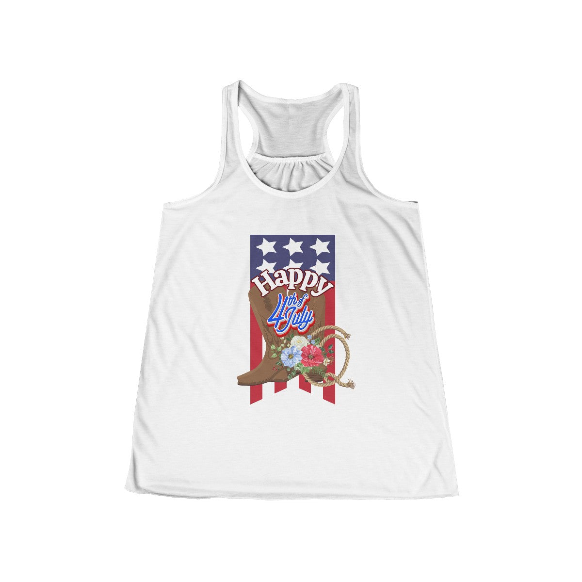 Stylish Fourth of July Racerback Tank with Country Western Theme