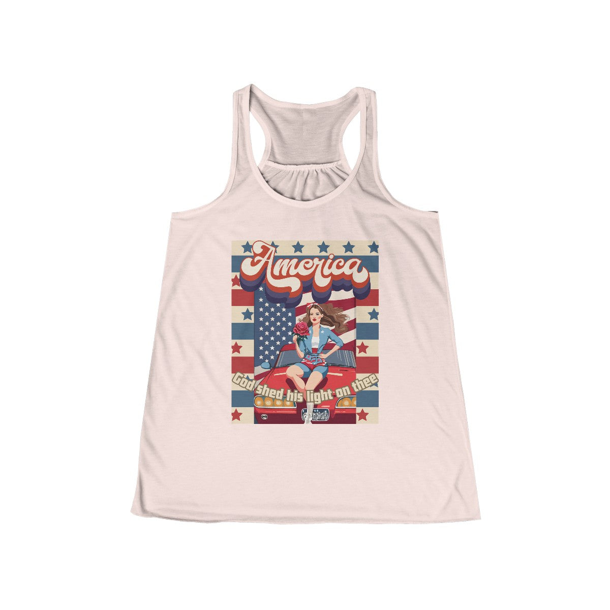 Retro Style Racerback Tank with Patriotic Pinup