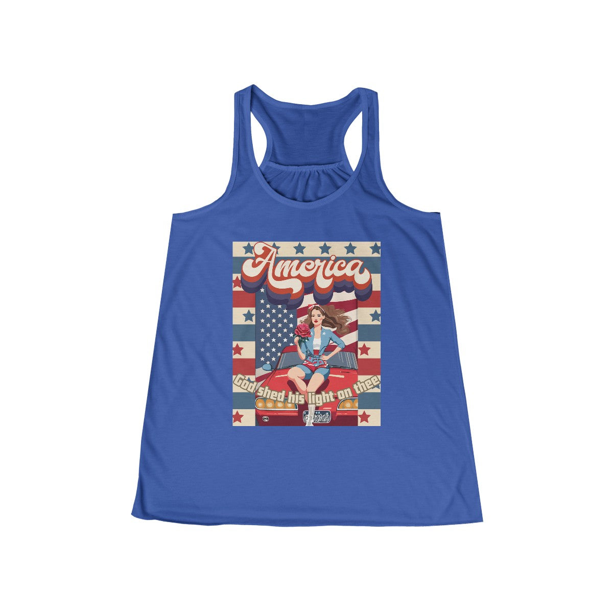 Retro Style Racerback Tank with Patriotic Pinup