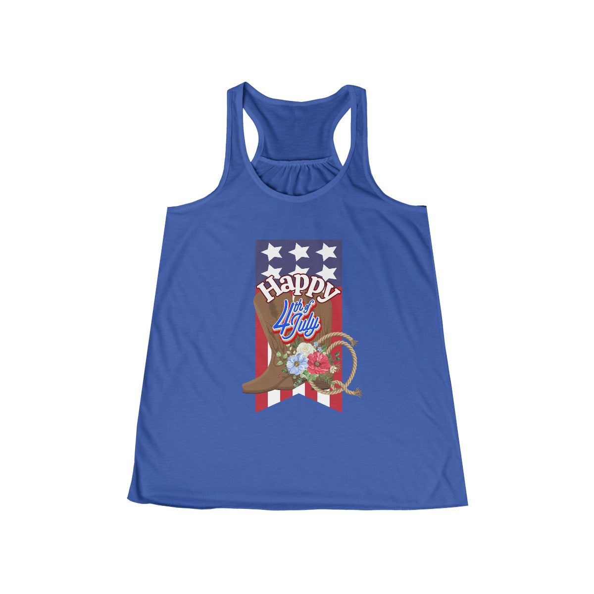 Stylish Fourth of July Racerback Tank with Country Western Theme