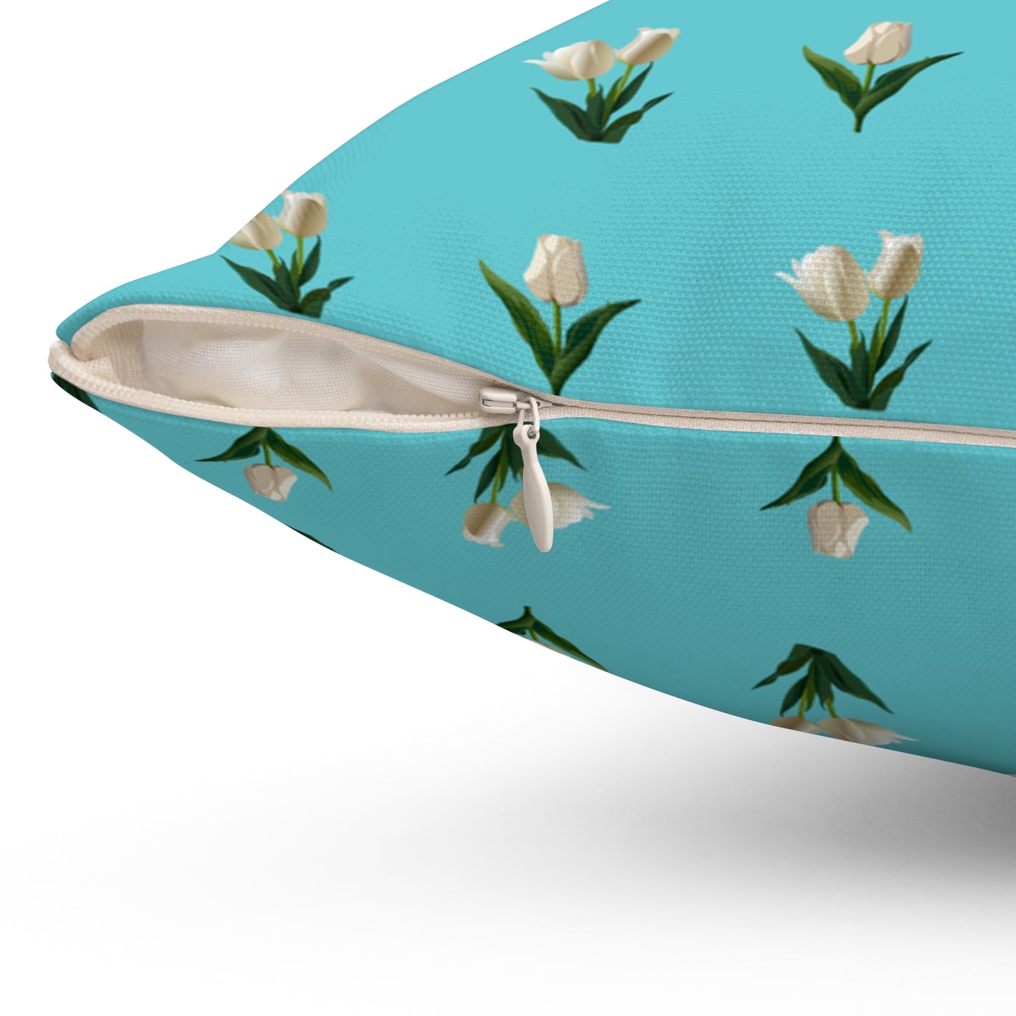 Turquoise Tulip Spun Polyester Square Pillow