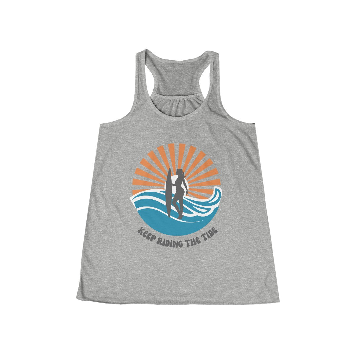 Stylish Surfer Themed Racerback Tank Featuring Surfer Girl