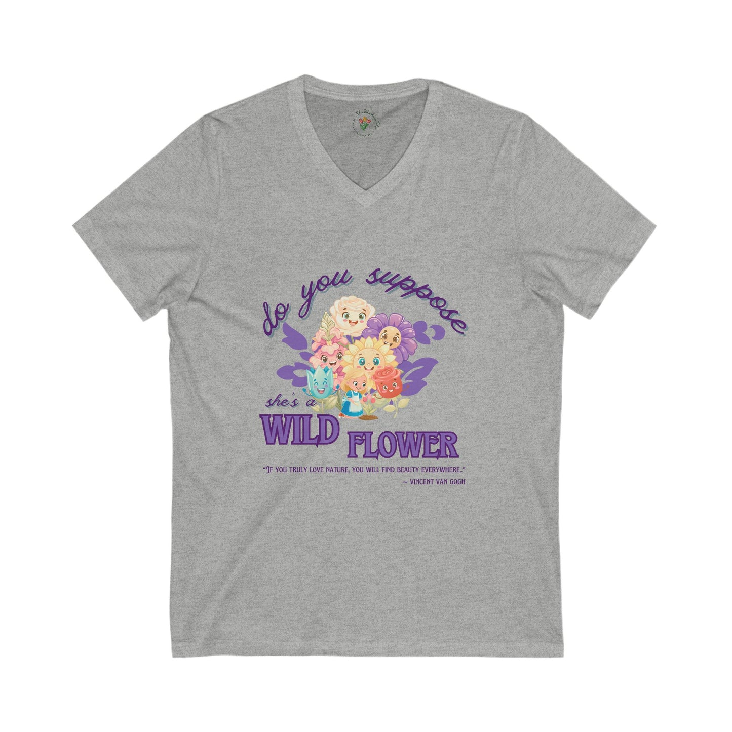 Wildflower Wonderland Inspired V-Neck Tee - Cute Floral Graphic T-Shirt for Nature Lovers