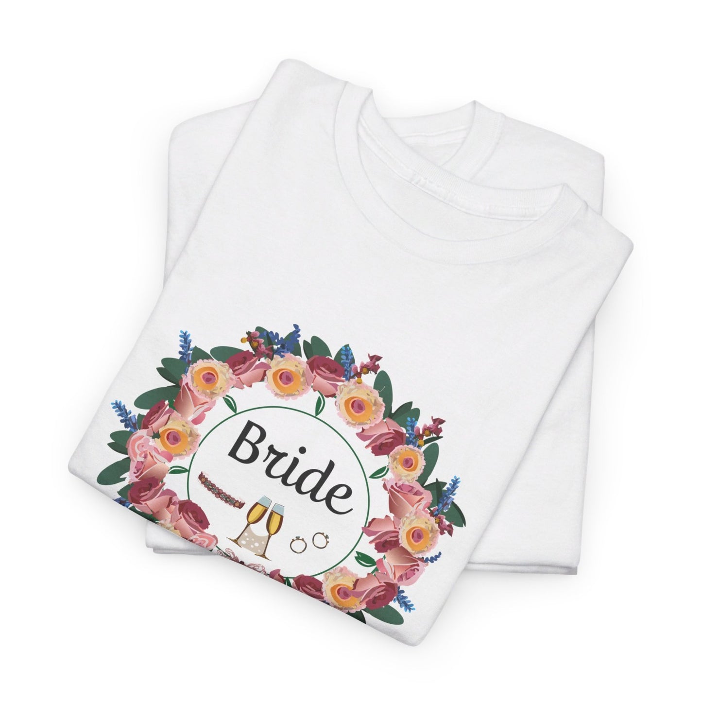 Bride Floral Wreath Heavy Cotton Bachelorette Party Tee