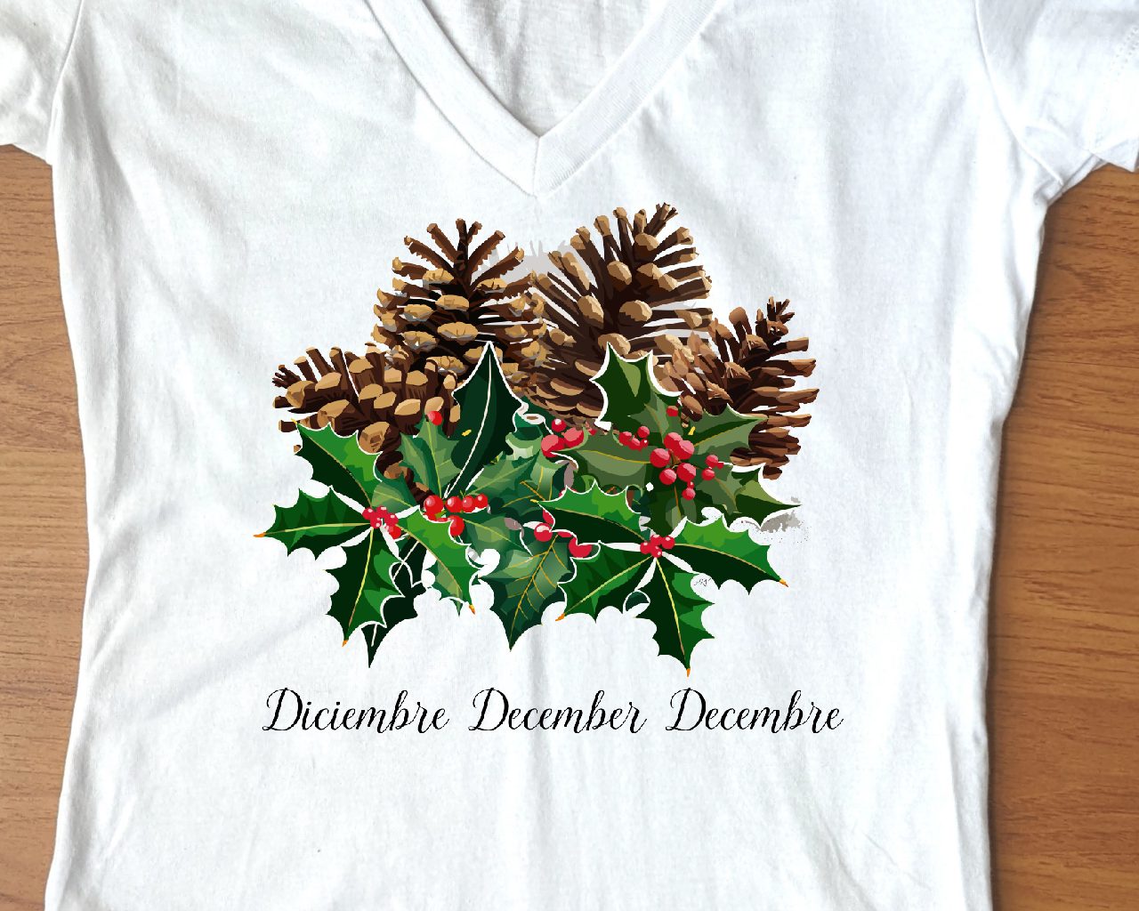 Flirty Women Tee December Birthday Flower Holly
