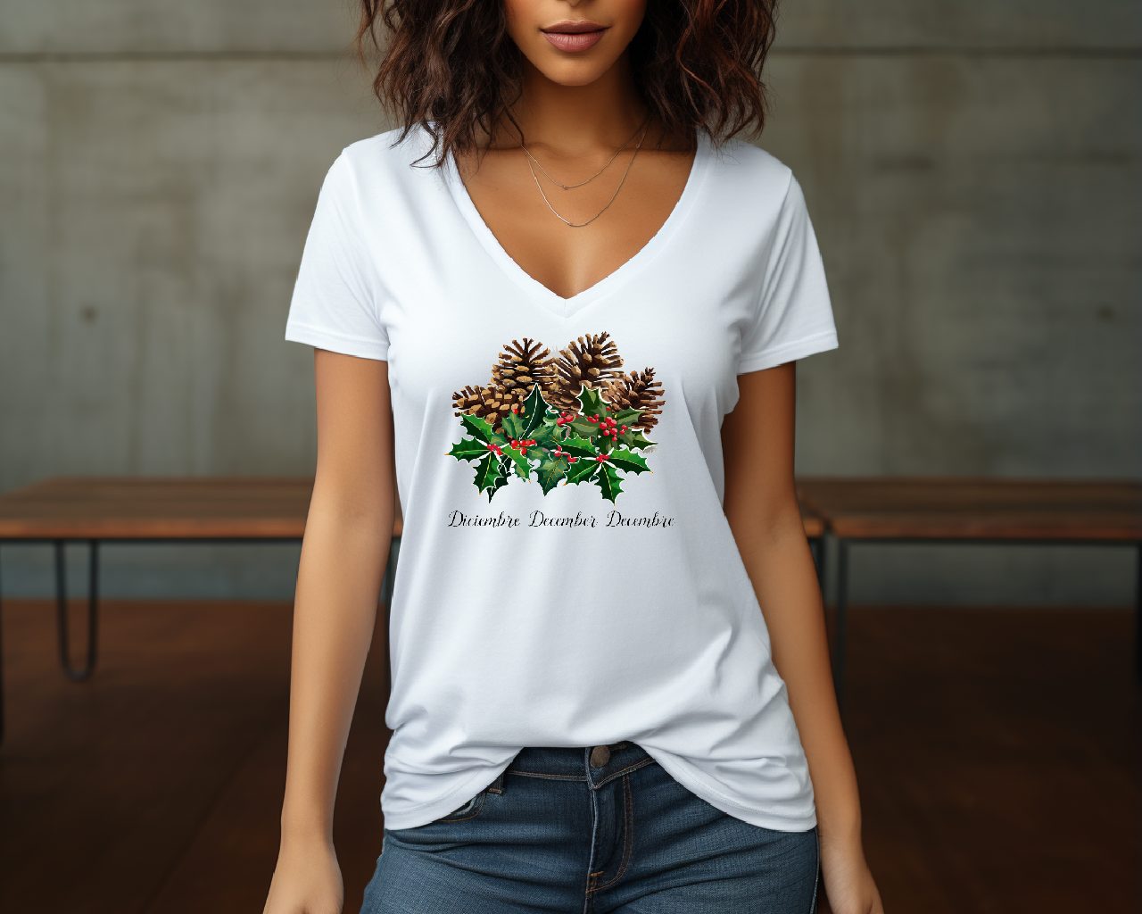 Flirty Women Tee December Birthday Flower Holly