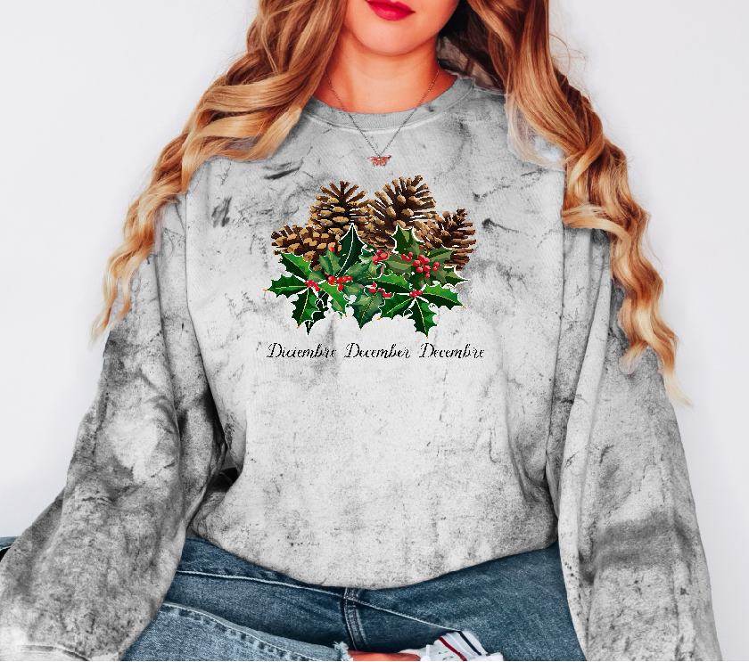 Comfy Cozy Floral Sweatshirt December Birthday Flower Holly