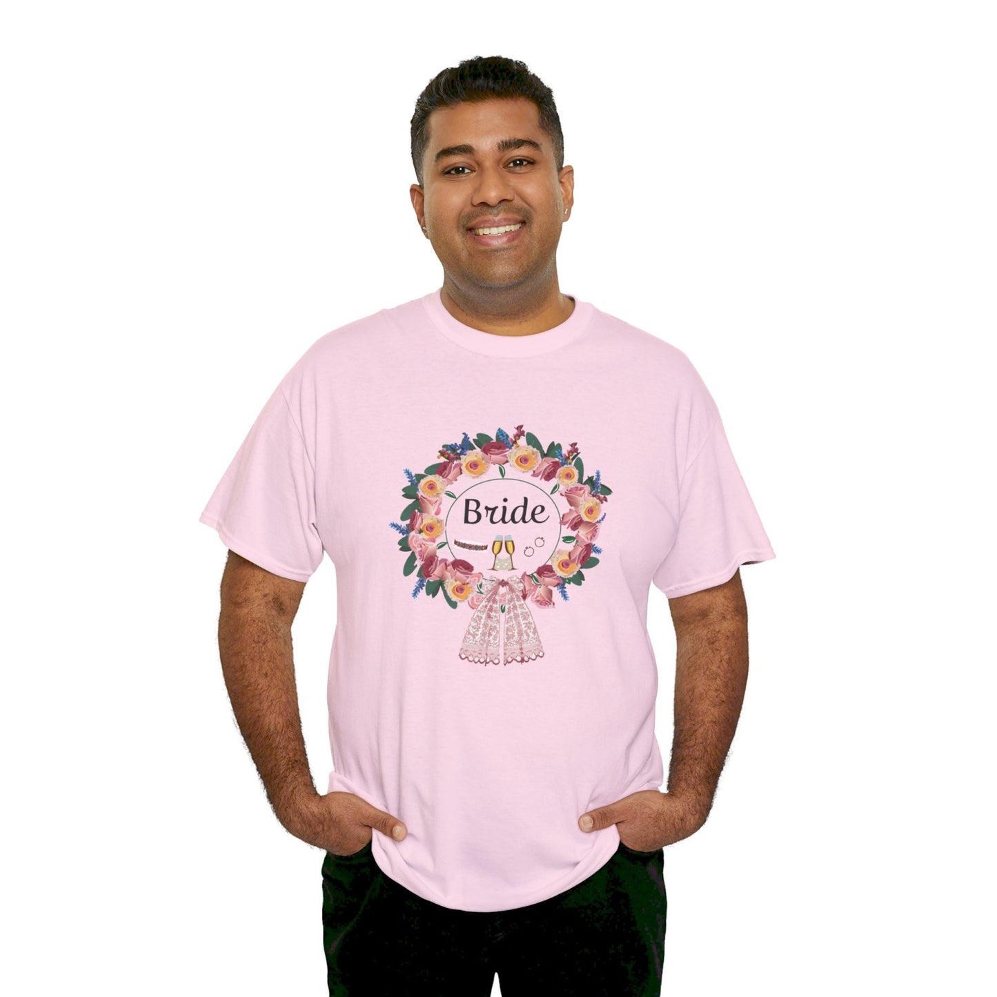 Bride Floral Wreath Heavy Cotton Bachelorette Party Tee