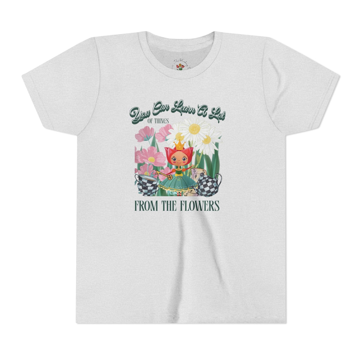 Wonderland Inspired Flower Youth Short Sleeve Tee