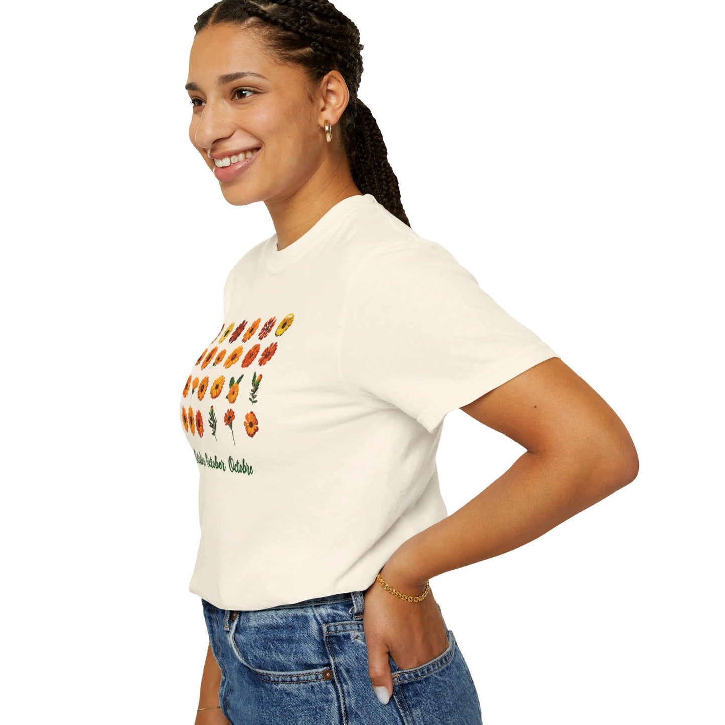 October Inspired Floral T-Shirt Featuring Marigolds