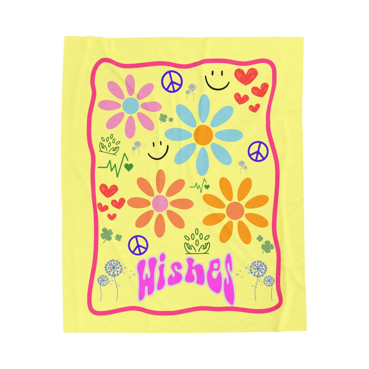 Bohemian Inspired Floral Velveteen Plush Blanket