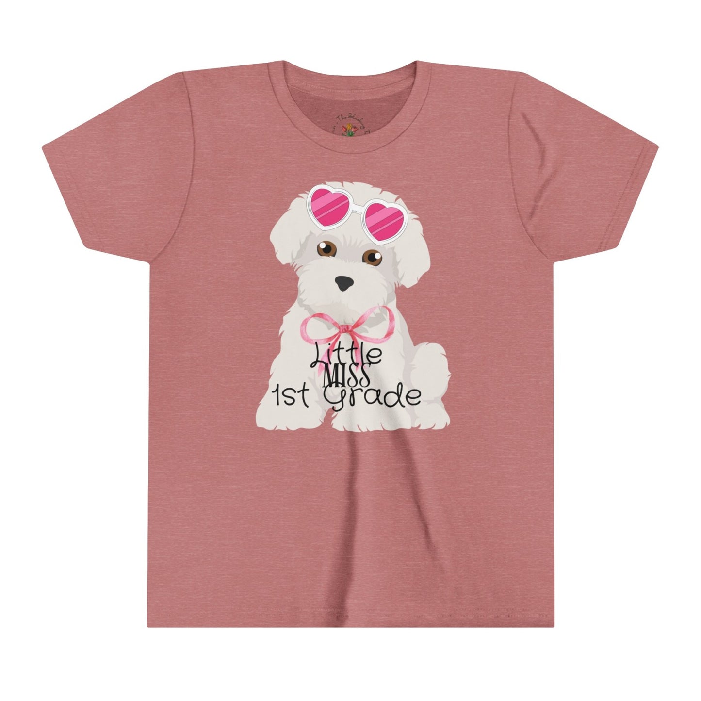 First Grade Back to School Tee Featuring White Fluffy Maltese