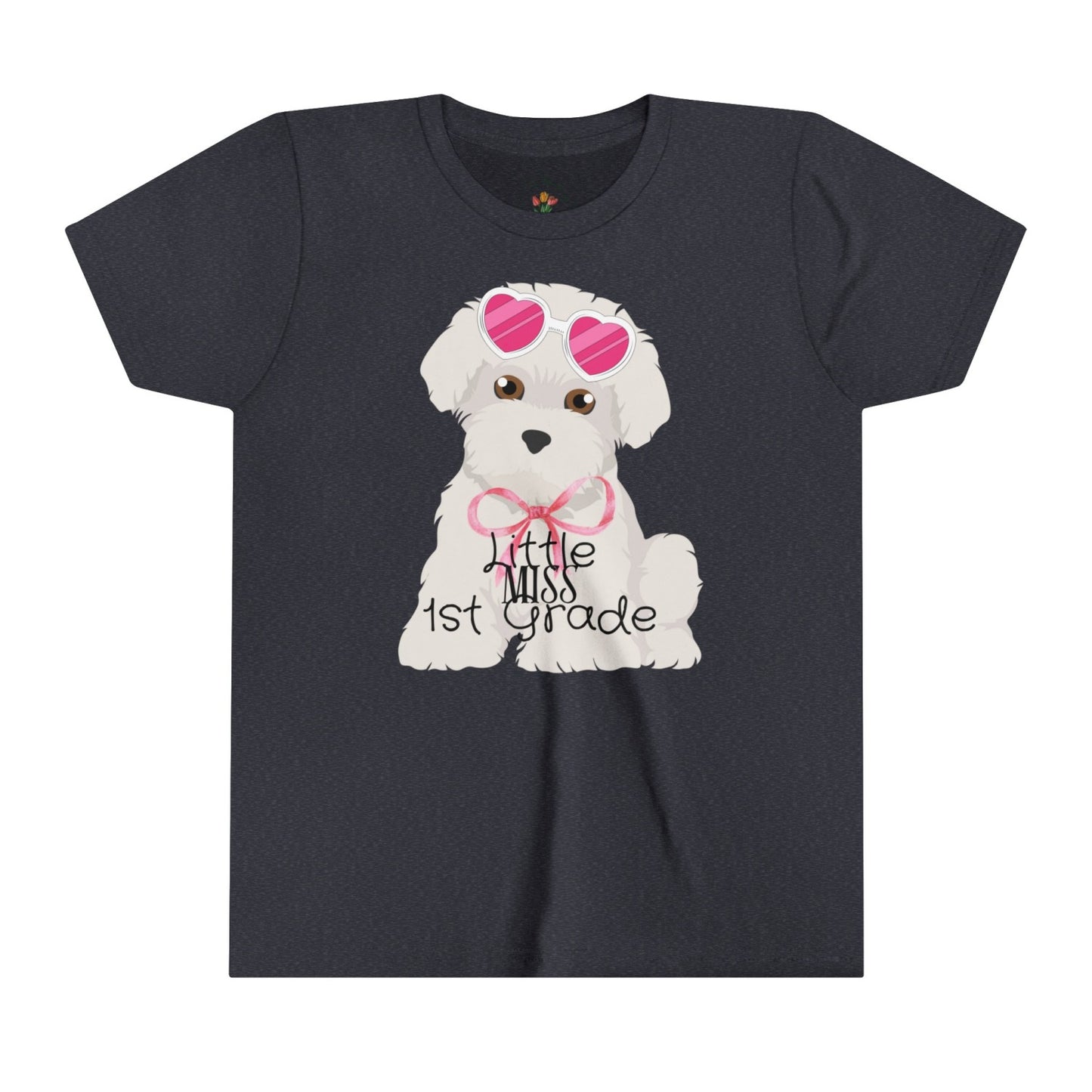 First Grade Back to School Tee Featuring White Fluffy Maltese