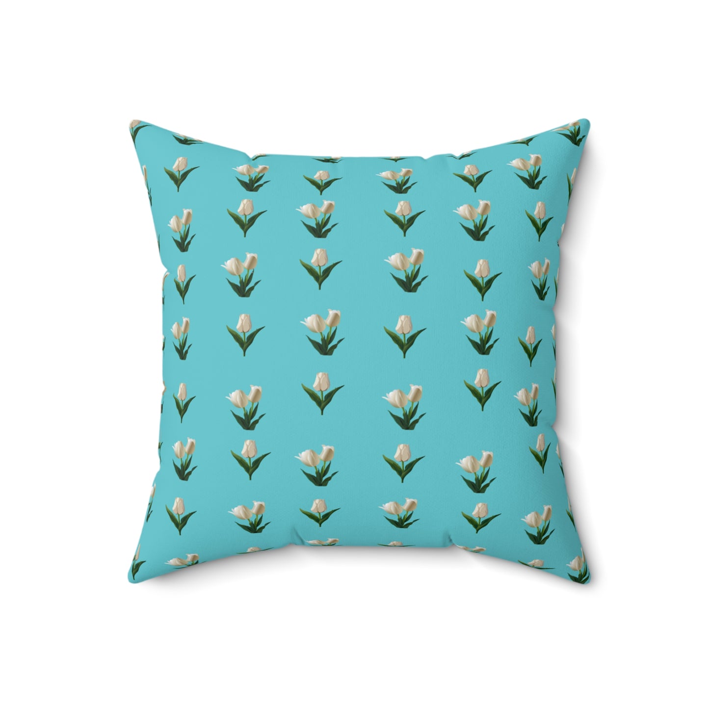 Turquoise Tulip Spun Polyester Square Pillow