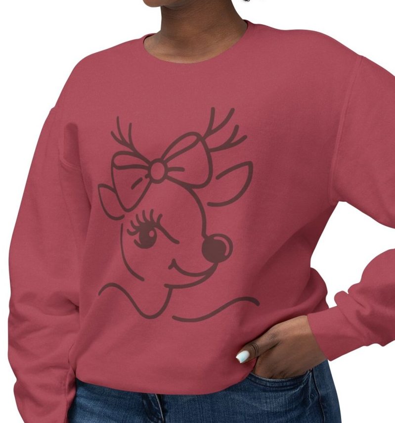 Comfy Sweatshirt with Coquette Inspired Reindeer
