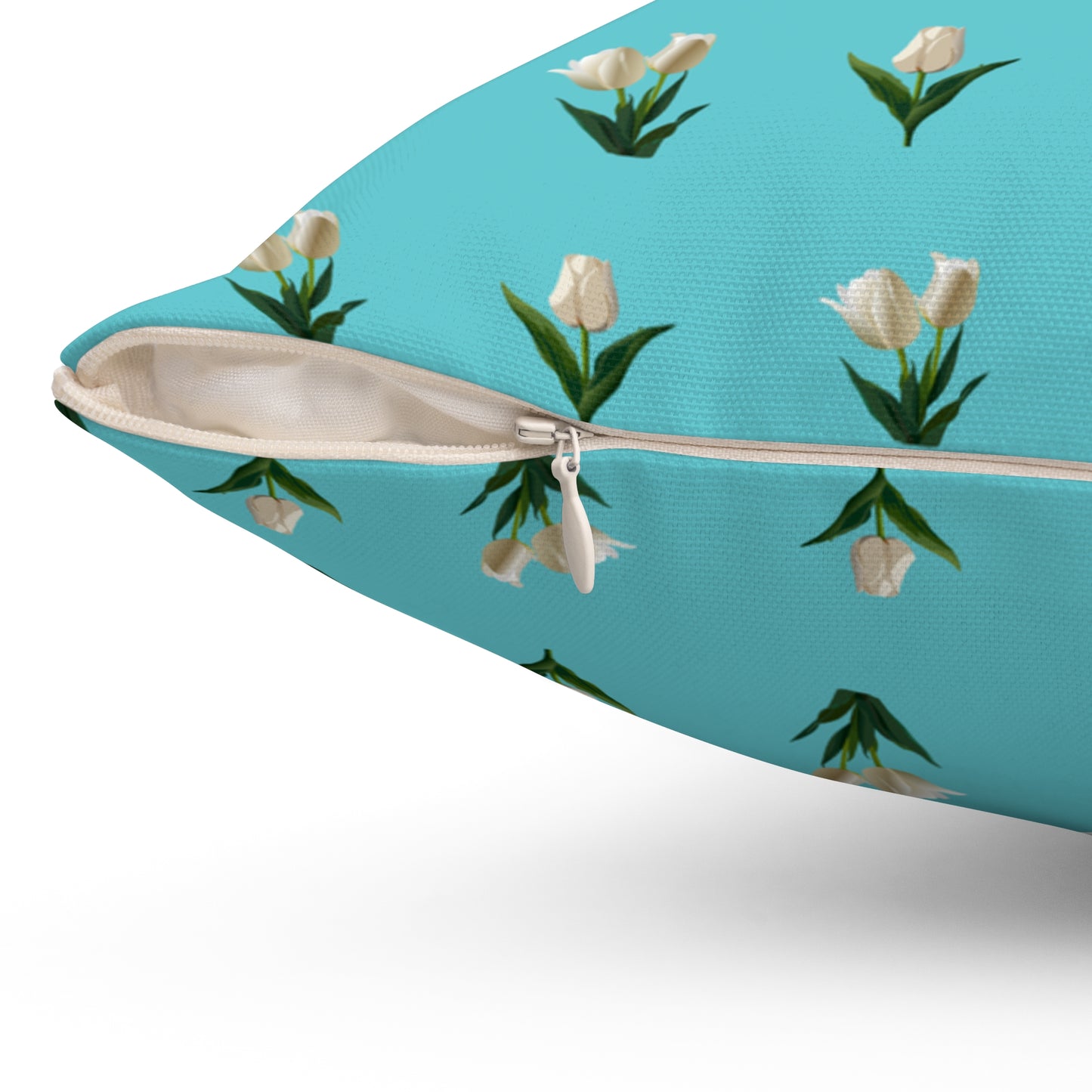 Turquoise Tulip Spun Polyester Square Pillow