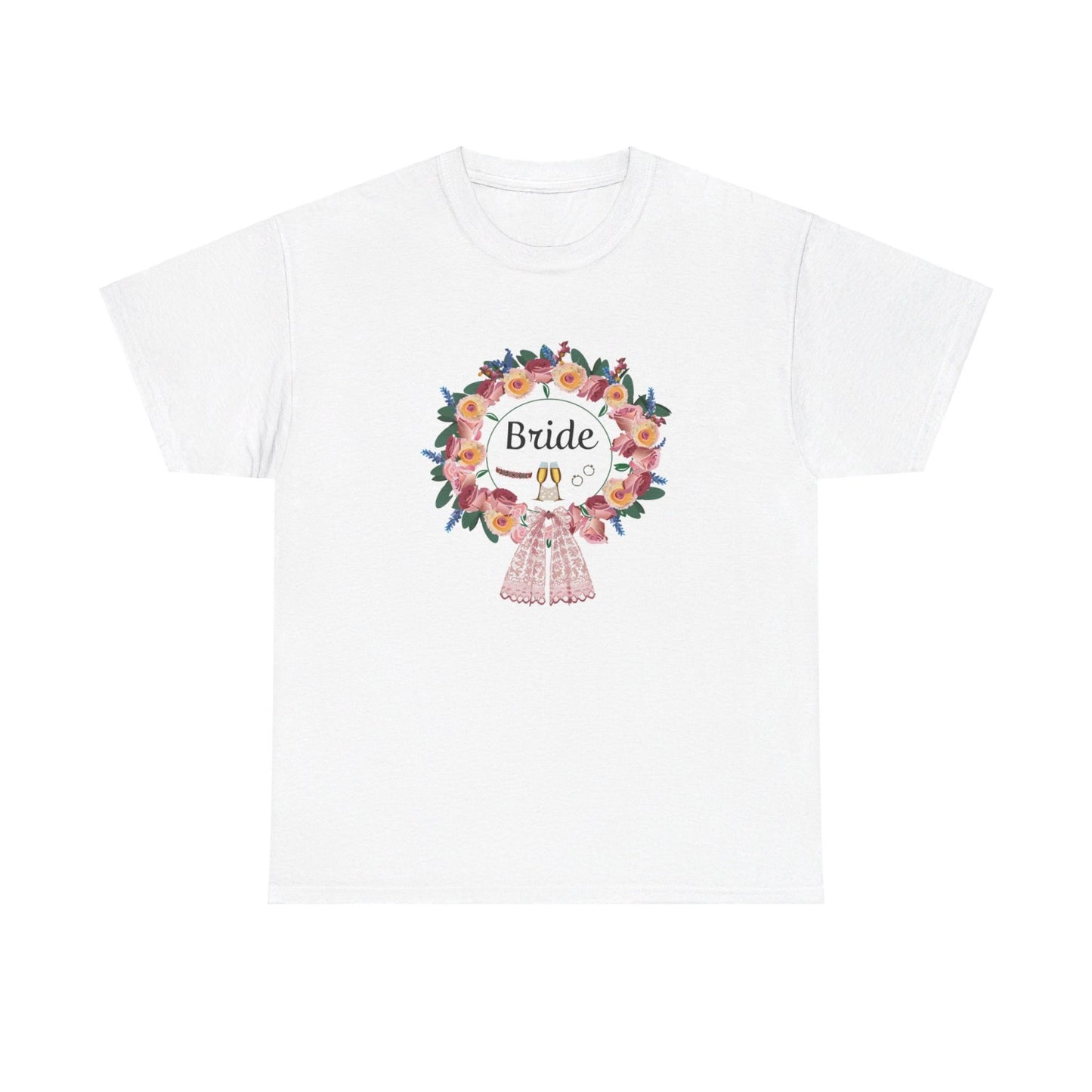Bride Floral Wreath Heavy Cotton Bachelorette Party Tee