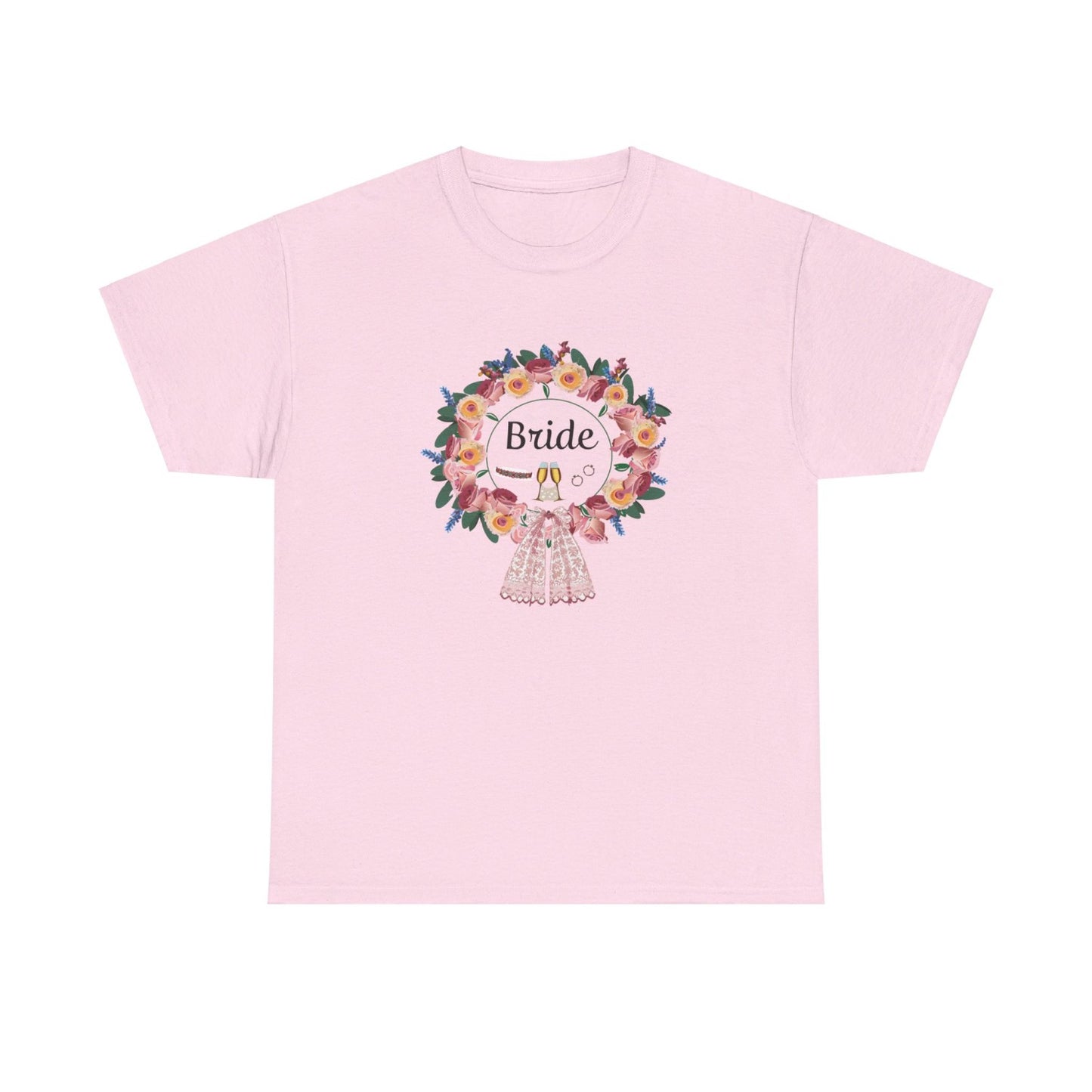 Bride Floral Wreath Heavy Cotton Bachelorette Party Tee