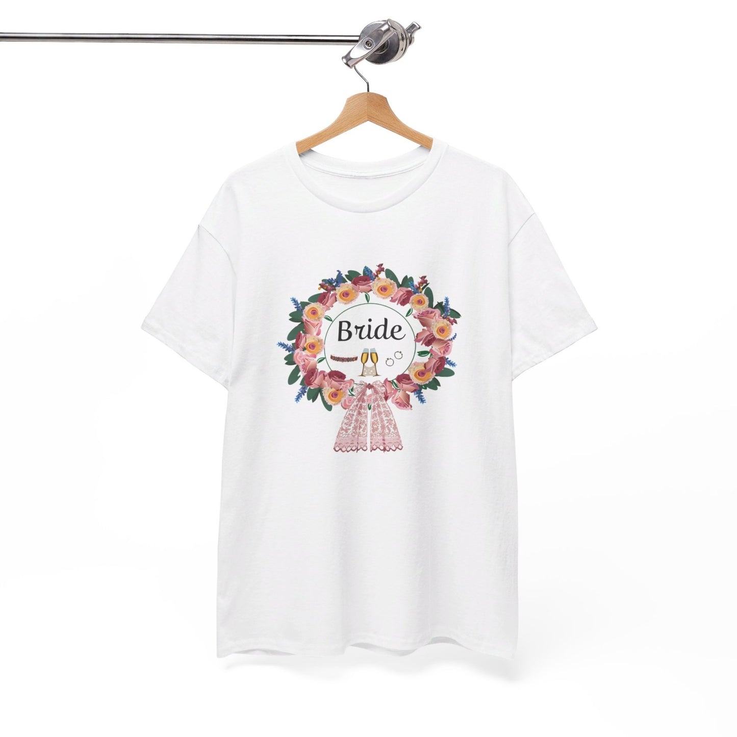Bride Floral Wreath Heavy Cotton Bachelorette Party Tee