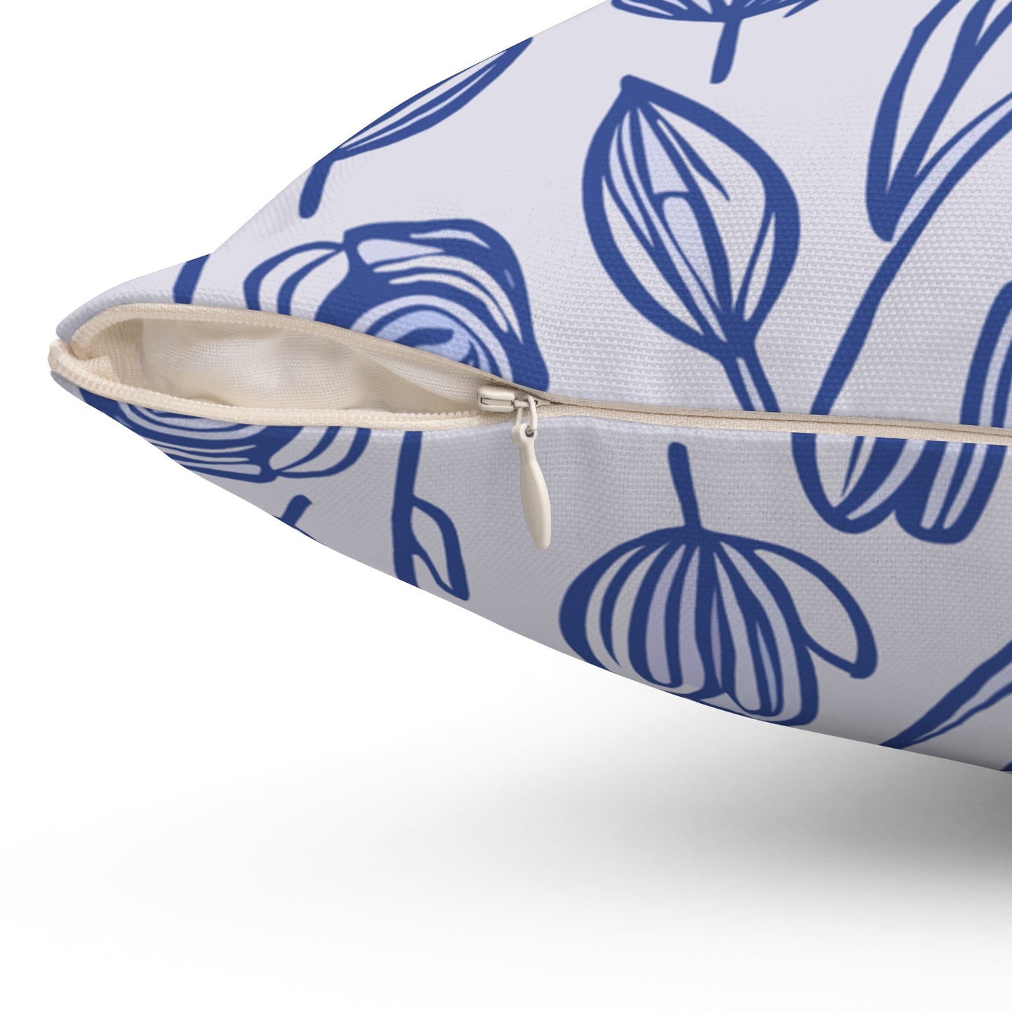 Delftware Inspired Square Pillow Featuring Inspirational Phrase