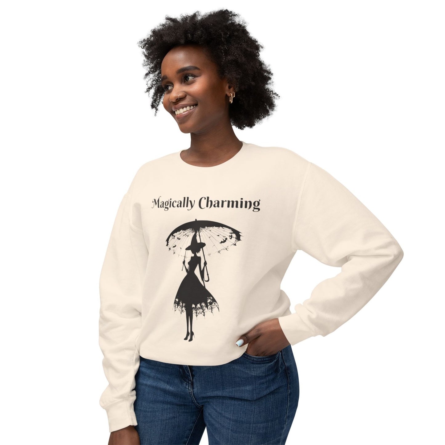Coquette Inspired Lightweight Crewneck Sweatshirt Featuring Witch