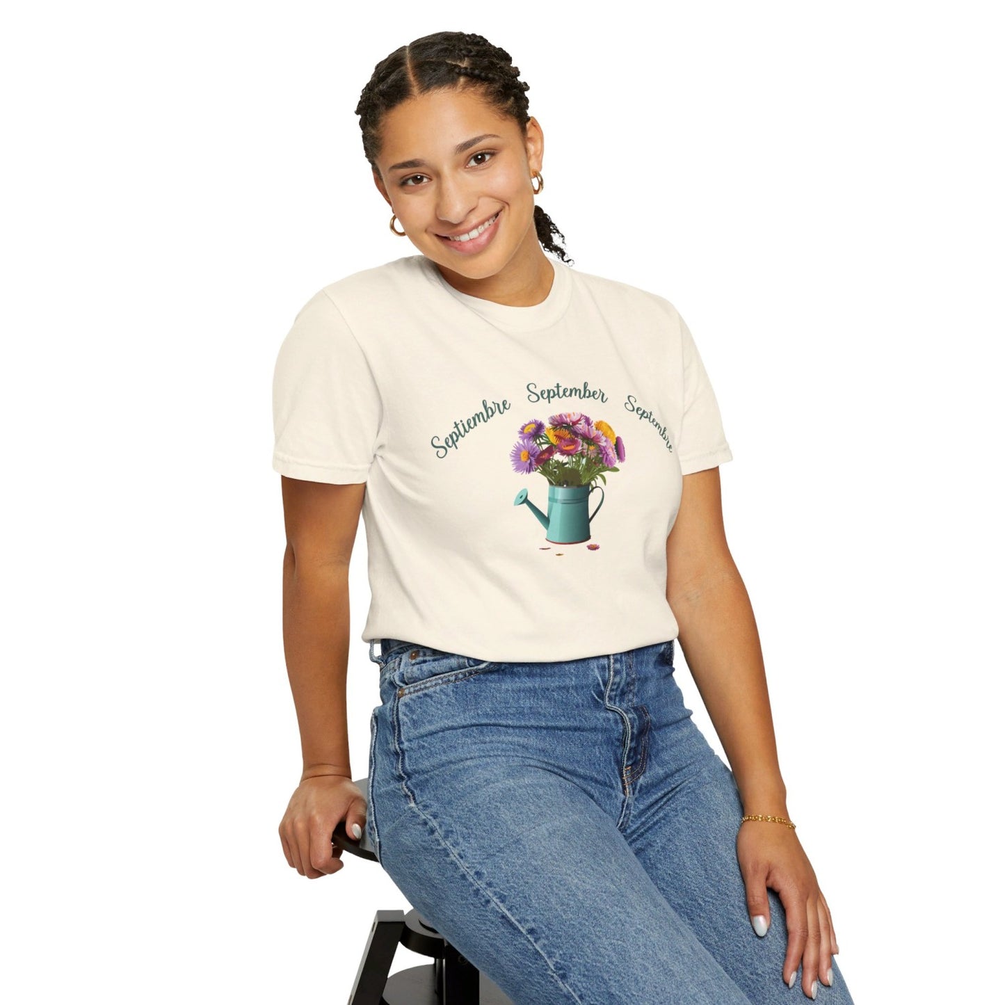 September Inspired Floral T-Shirt Featuring Aster Flowers