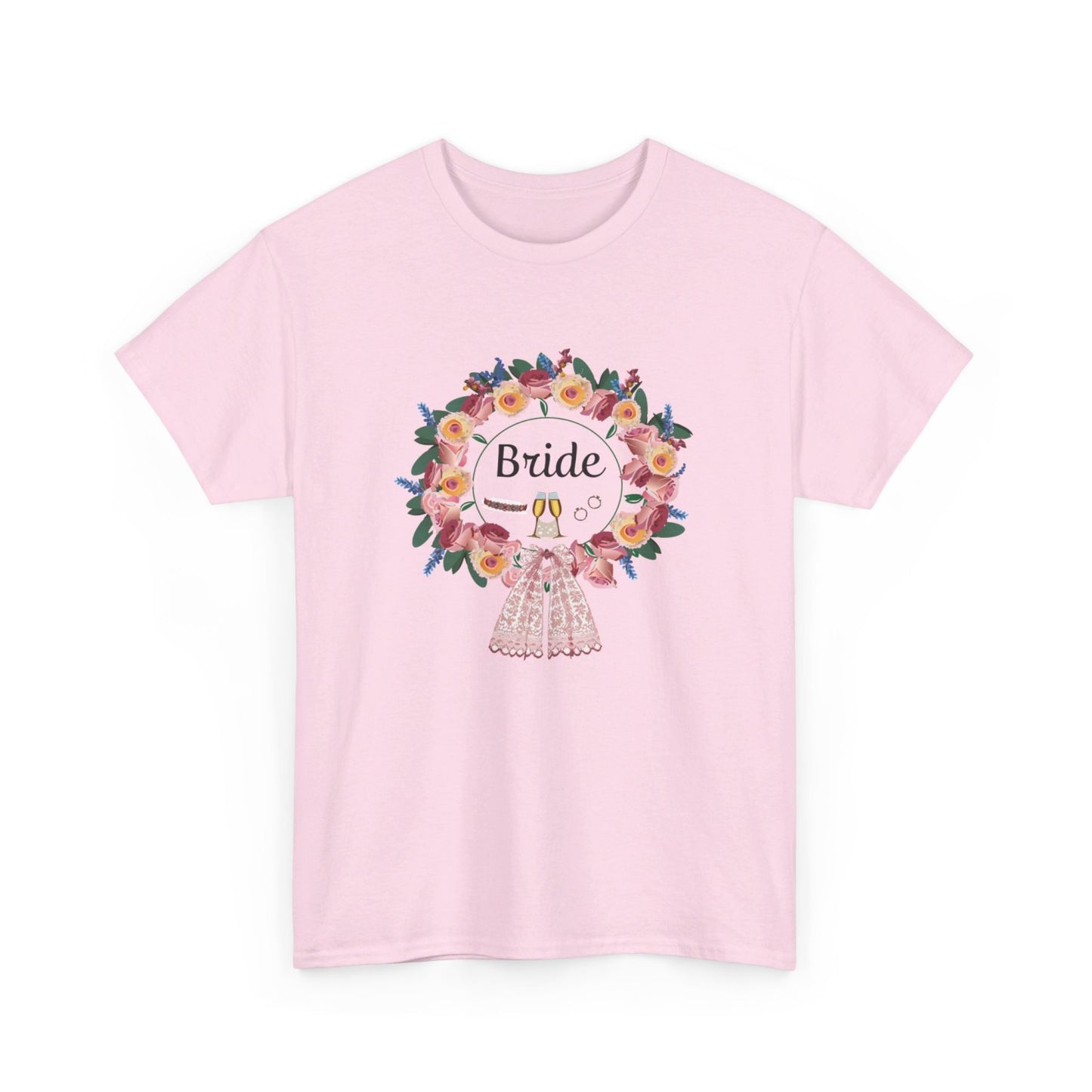 Bride Floral Wreath Heavy Cotton Bachelorette Party Tee