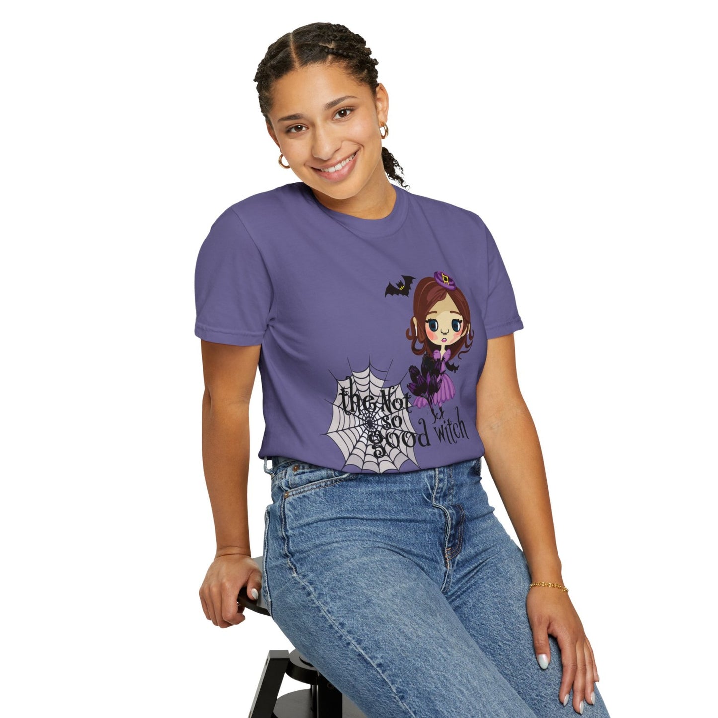 Vintage Inspired Halloween T-Shirt Featuring A Naughty Witch