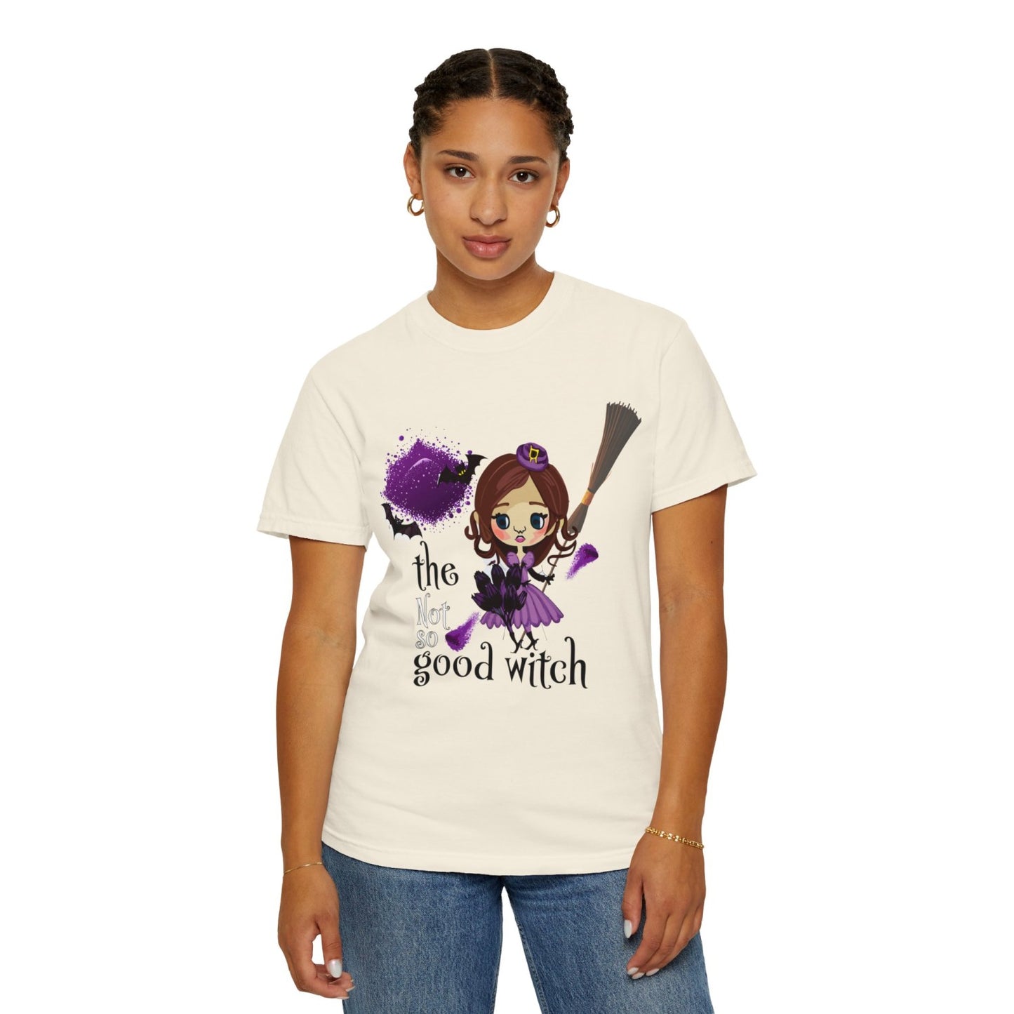 Vintage Inspired Halloween T-Shirt Featuring A Batty Witch