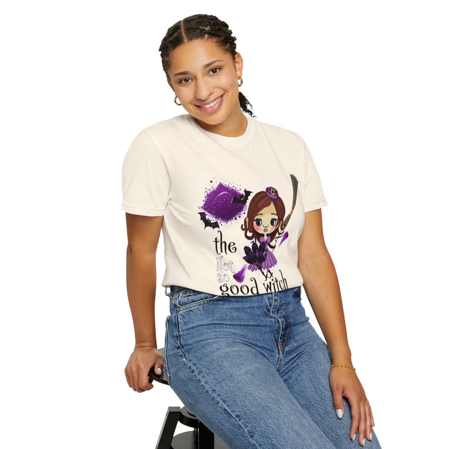 Vintage Inspired Halloween T-Shirt Featuring A Batty Witch