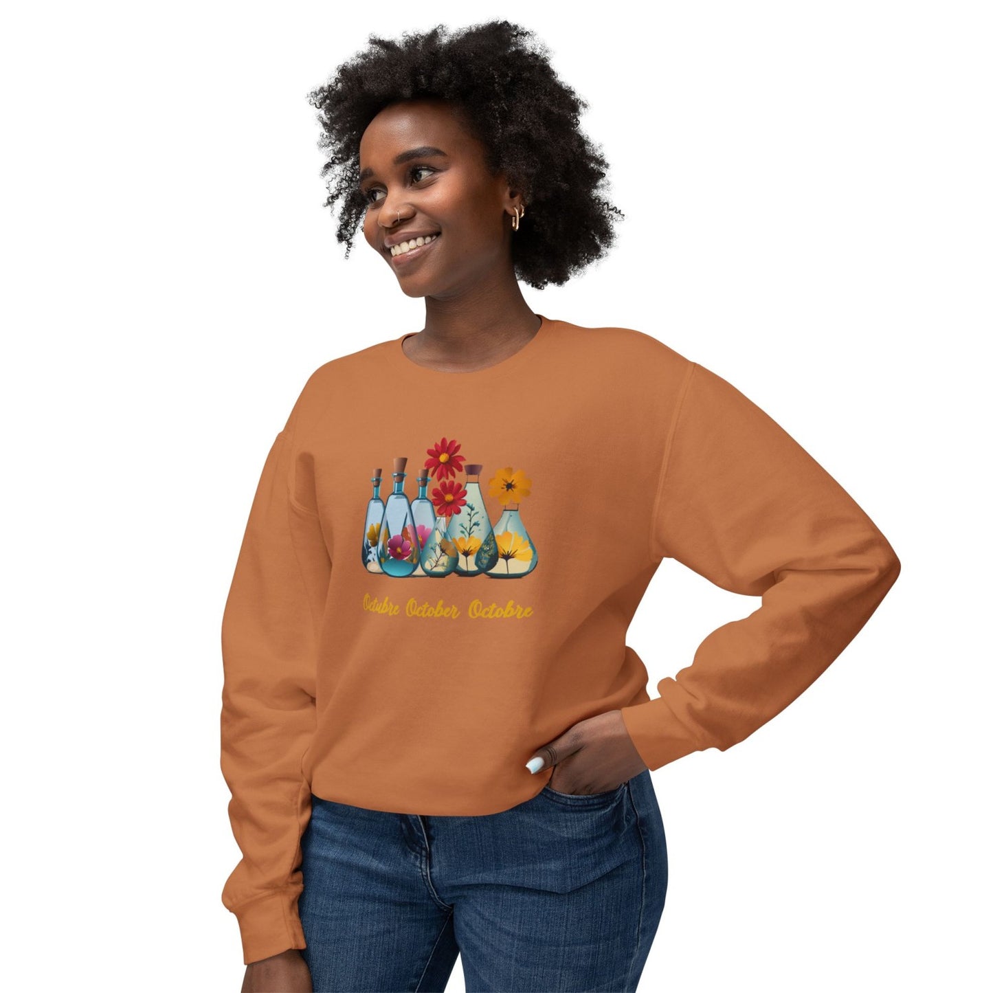 October Inspired Floral Sweatshirt Featuring Cosmos