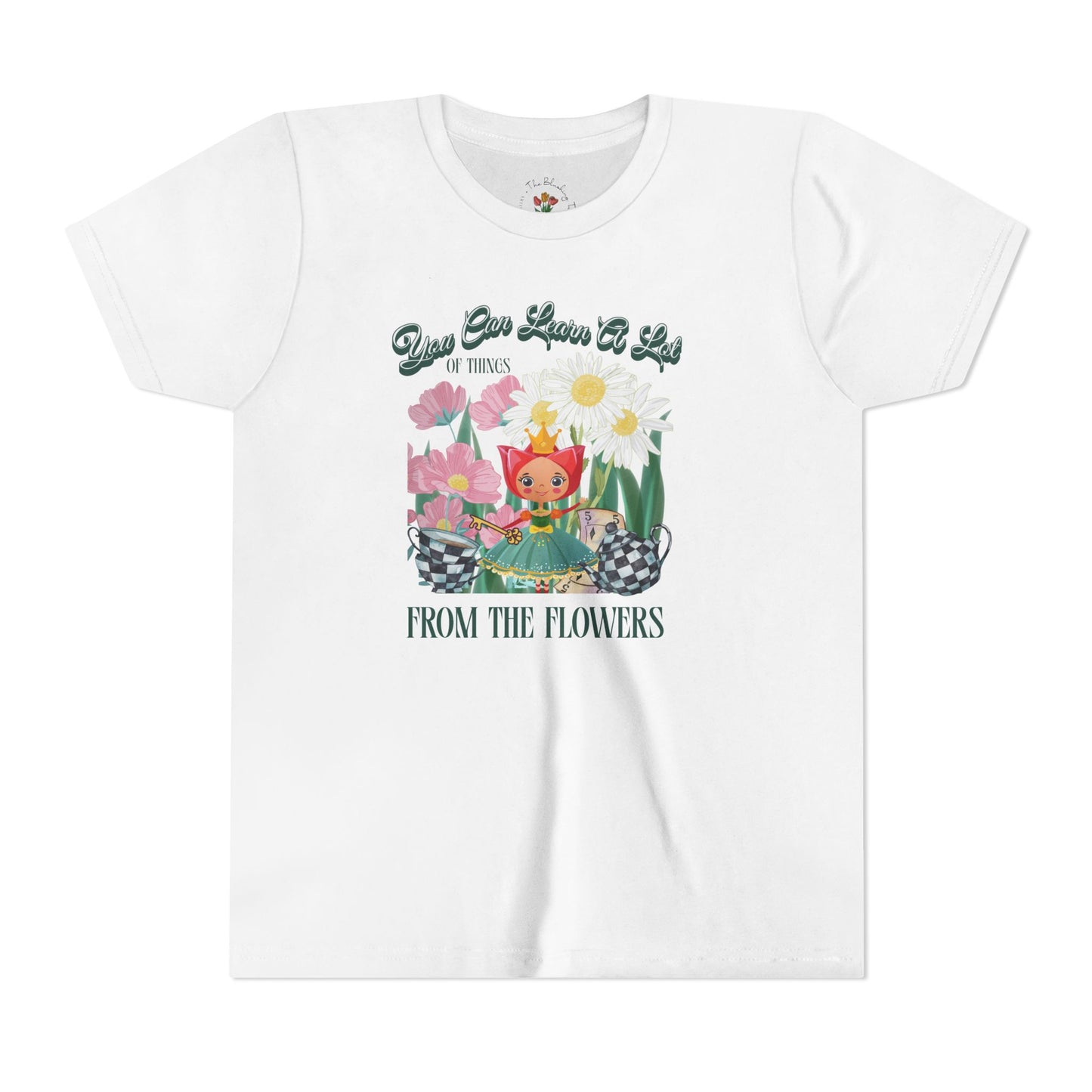 Wonderland Inspired Flower Youth Short Sleeve Tee