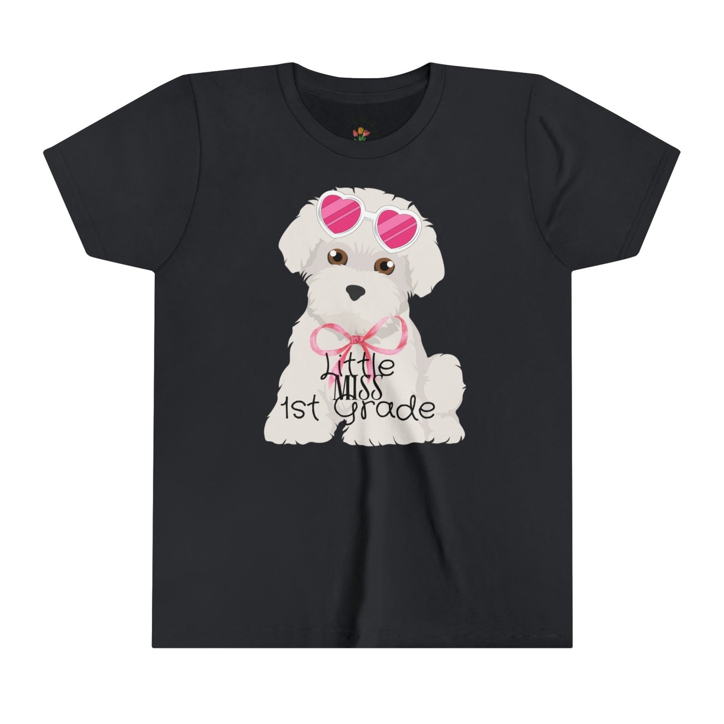 First Grade Back to School Tee Featuring White Fluffy Maltese